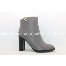 Comfort Classic Botas de invierno de cuero para mujer de tacón alto